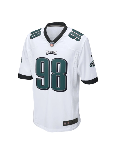 Men's Philadelphia Eagles Jalen Carter Nike White Game Jersey 02