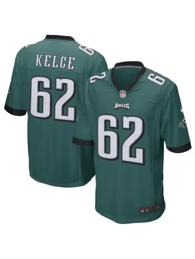 Men's Philadelphia Eagles Jason Kelce Nike Midnight Green Game Jersey 01