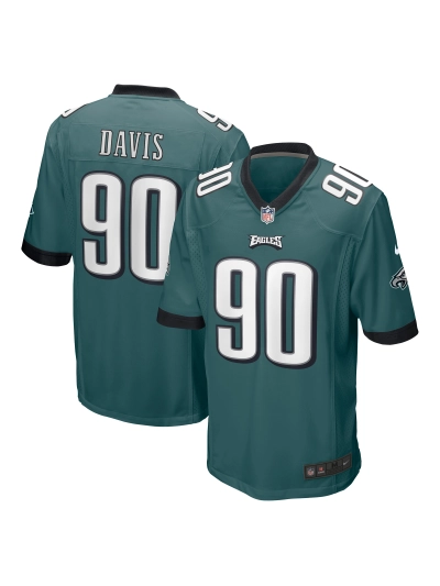Men's Philadelphia Eagles Jordan Davis Nike Green Player Game Jersey 01