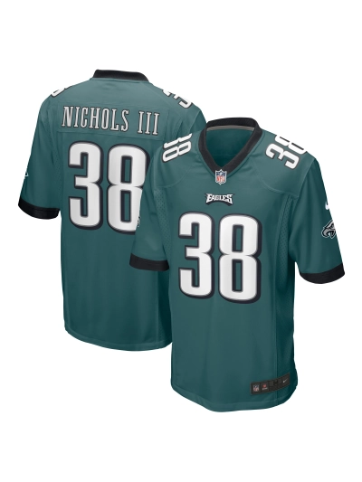 Men's Philadelphia Eagles Lew Nichols III Nike Midnight Green Game Jersey 01