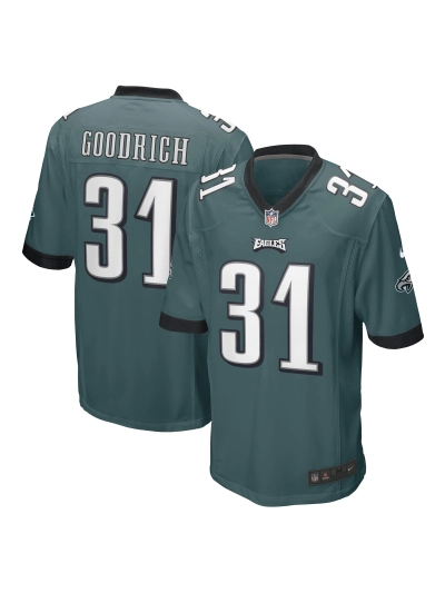 Men's Philadelphia Eagles Mario Goodrich Nike Midnight Green Game Player Jersey 01