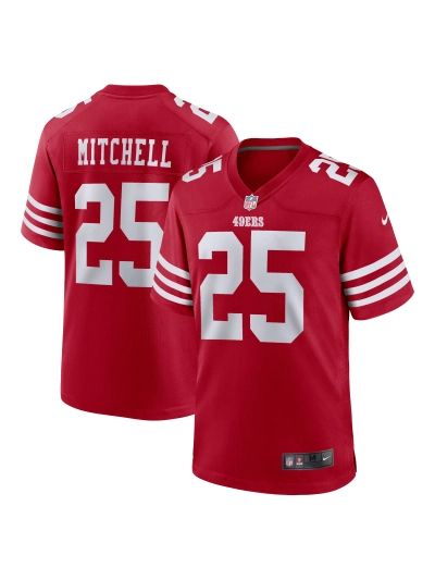 Men's San Francisco 49ers Elijah Mitchell Nike Scarlet Team Player Game Jersey 01