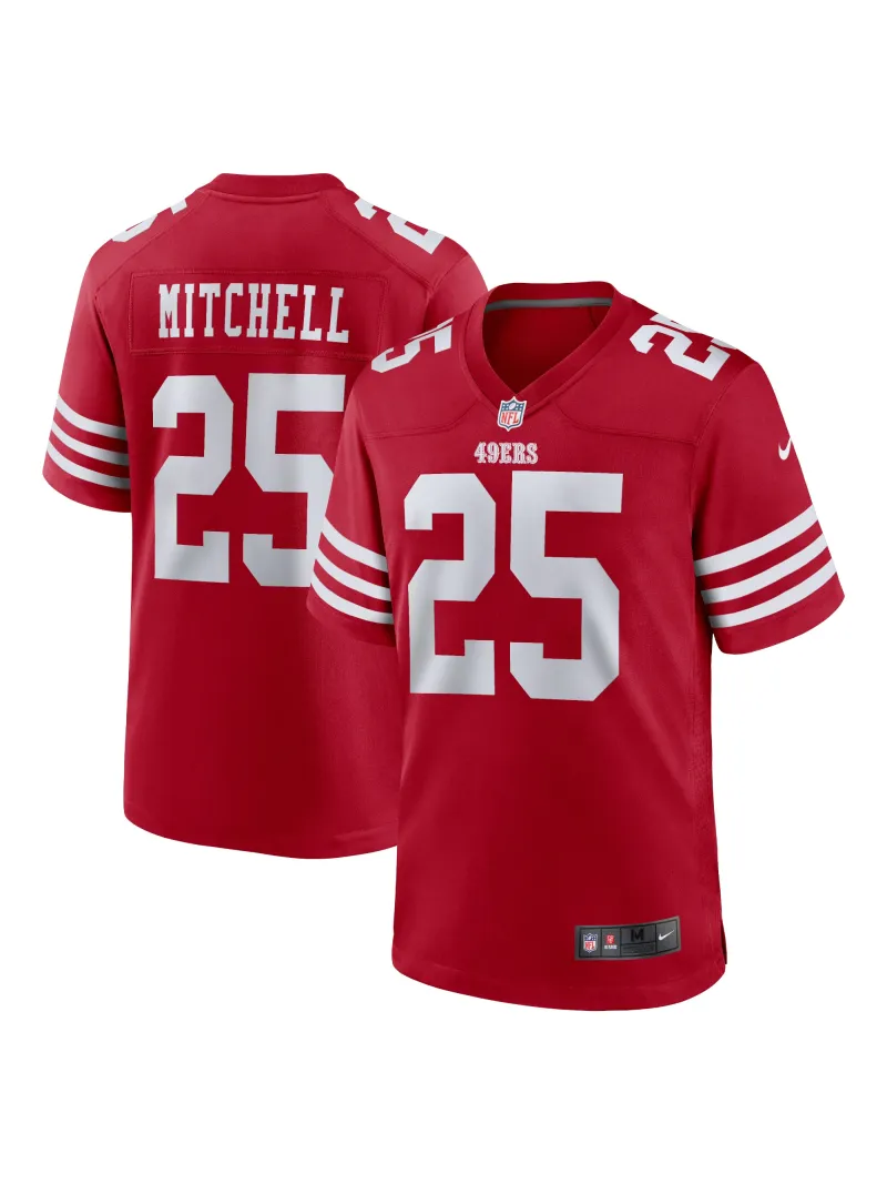 Men's San Francisco 49ers Elijah Mitchell Nike Scarlet Team Player Game Jersey