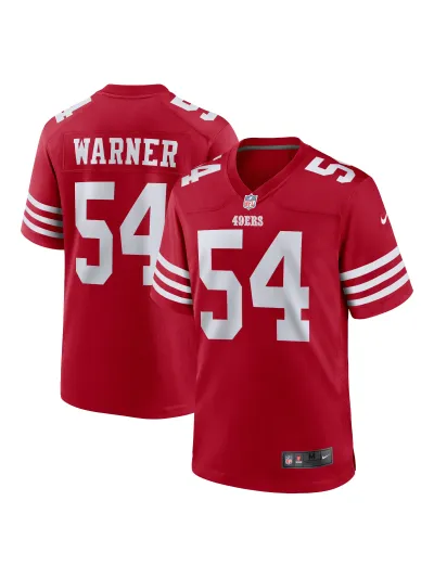Men's San Francisco 49ers Fred Warner Nike Scarlet Player Game Jersey 01
