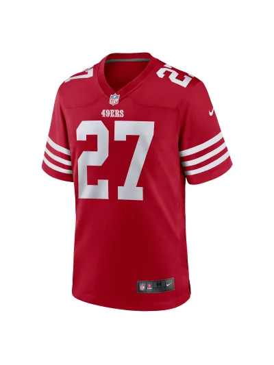 Men's San Francisco 49ers Ji'Ayir Brown Nike Scarlet Team Game Jersey 02