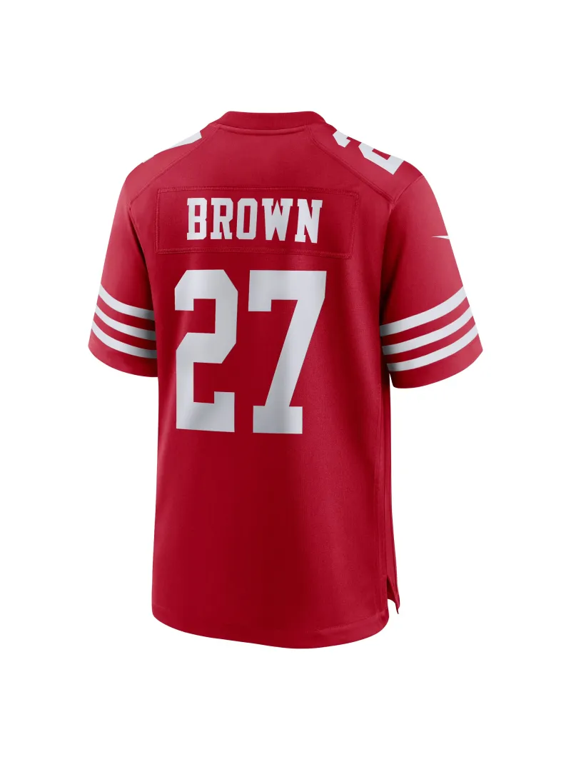 Men's San Francisco 49ers Ji'Ayir Brown Nike Scarlet Team Game Jersey