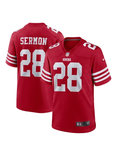 Men's San Francisco 49ers Trey Sermon Nike Scarlet Player Game Jersey 01