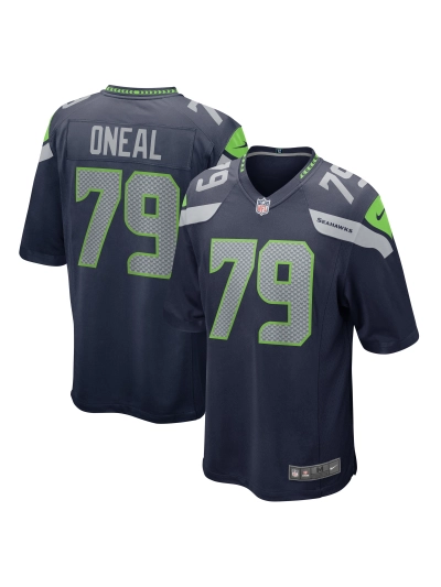 Men's Seattle Seahawks Raiqwon O'Neal Nike College Navy Team Game Jersey 01