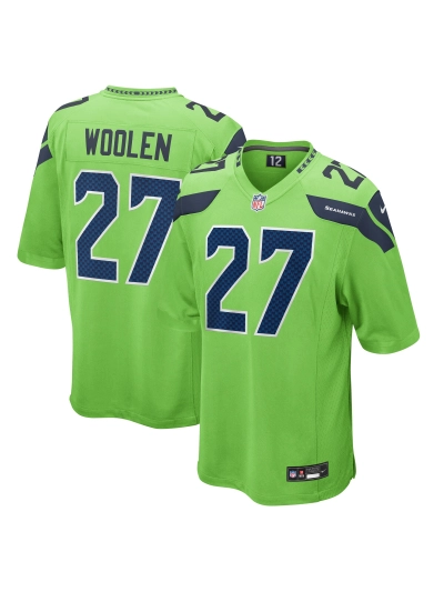Men's Seattle Seahawks Tariq Woolen Nike Neon Green Game Jersey 01