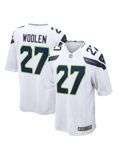 Men's Seattle Seahawks Tariq Woolen Nike White Game Player Jersey 01