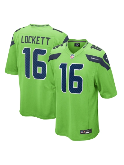 Men's Seattle Seahawks Tyler Lockett Nike Neon Green Game Jersey 01