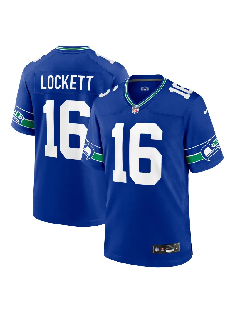 Men's Seattle Seahawks Tyler Lockett Nike Royal Throwback Player Game Jersey