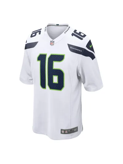 Men's Seattle Seahawks Tyler Lockett Nike White Game Jersey 02