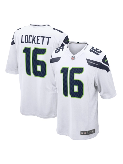 Men's Seattle Seahawks Tyler Lockett Nike White Game Jersey 01