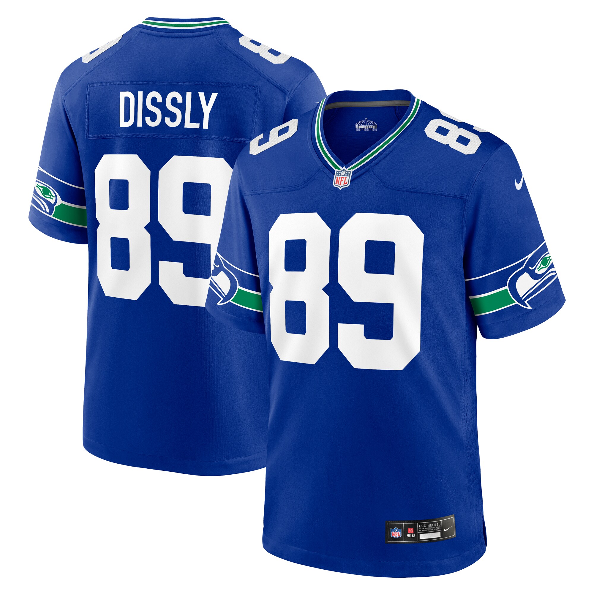 Men's Seattle Seahawks Will Dissly Nike Royal Throwback Player Game Jerse