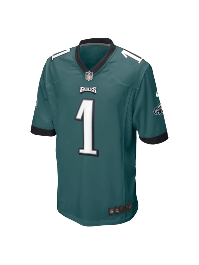 Men's Philadelphia Eagles Jalen Hurts Nike Midnight Green Team Game Jersey 01
