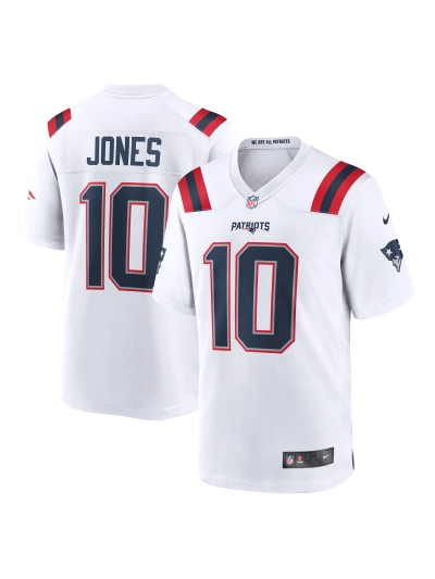 New England Patriots Mac Jones Nike White Team Game Jersey 01