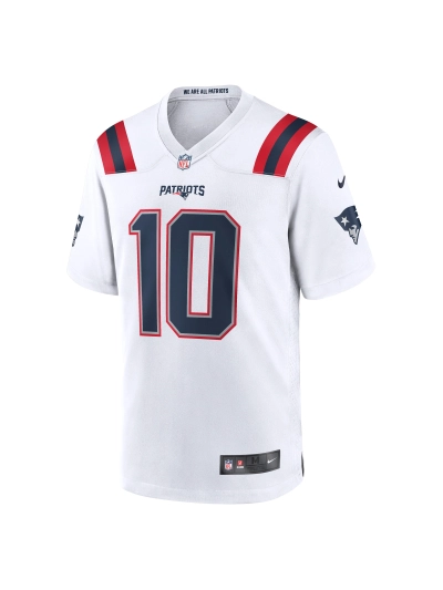 New England Patriots Mac Jones Nike White Team Game Jersey 02