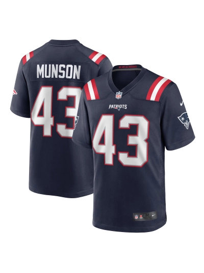 New England Patriots Calvin Munson Nike Navy Home Game Player Jersey 01