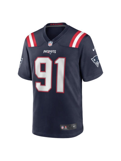 New England Patriots Deatrich Wise Jr. Nike Navy Game Jersey 02