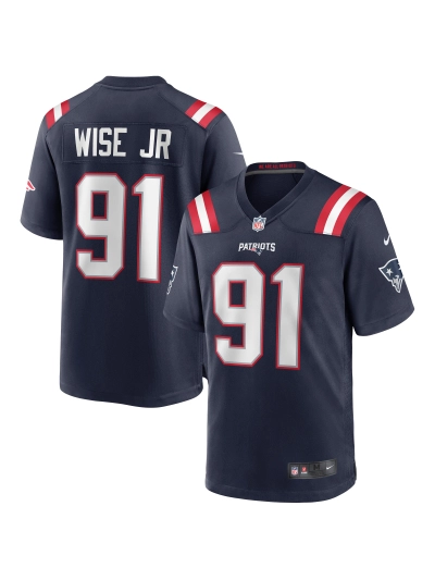 New England Patriots Deatrich Wise Jr. Nike Navy Game Jersey 01