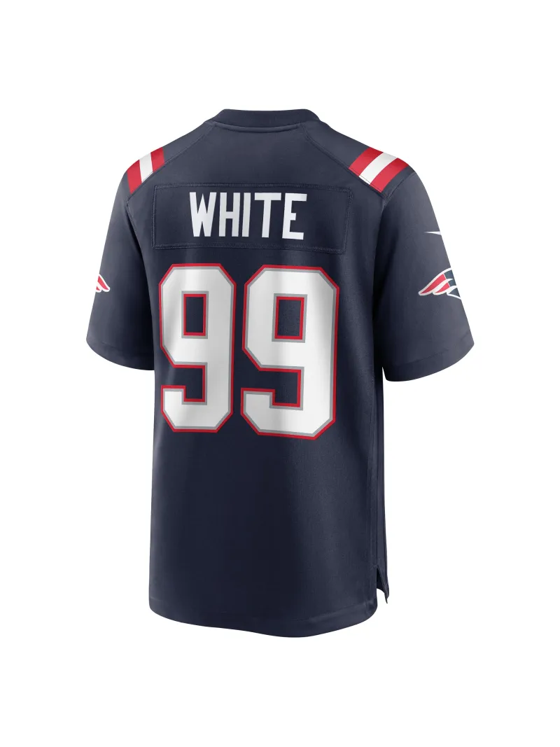 New England Patriots Keion White Nike Navy Game Jersey