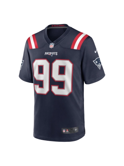 New England Patriots Keion White Nike Navy Game Jersey 02