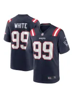 New England Patriots Keion White Nike Navy Game Jersey