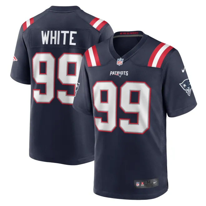 New England Patriots Keion White Nike Navy Game Jersey