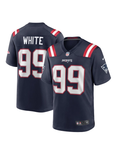 New England Patriots Keion White Nike White Game Jersey 01