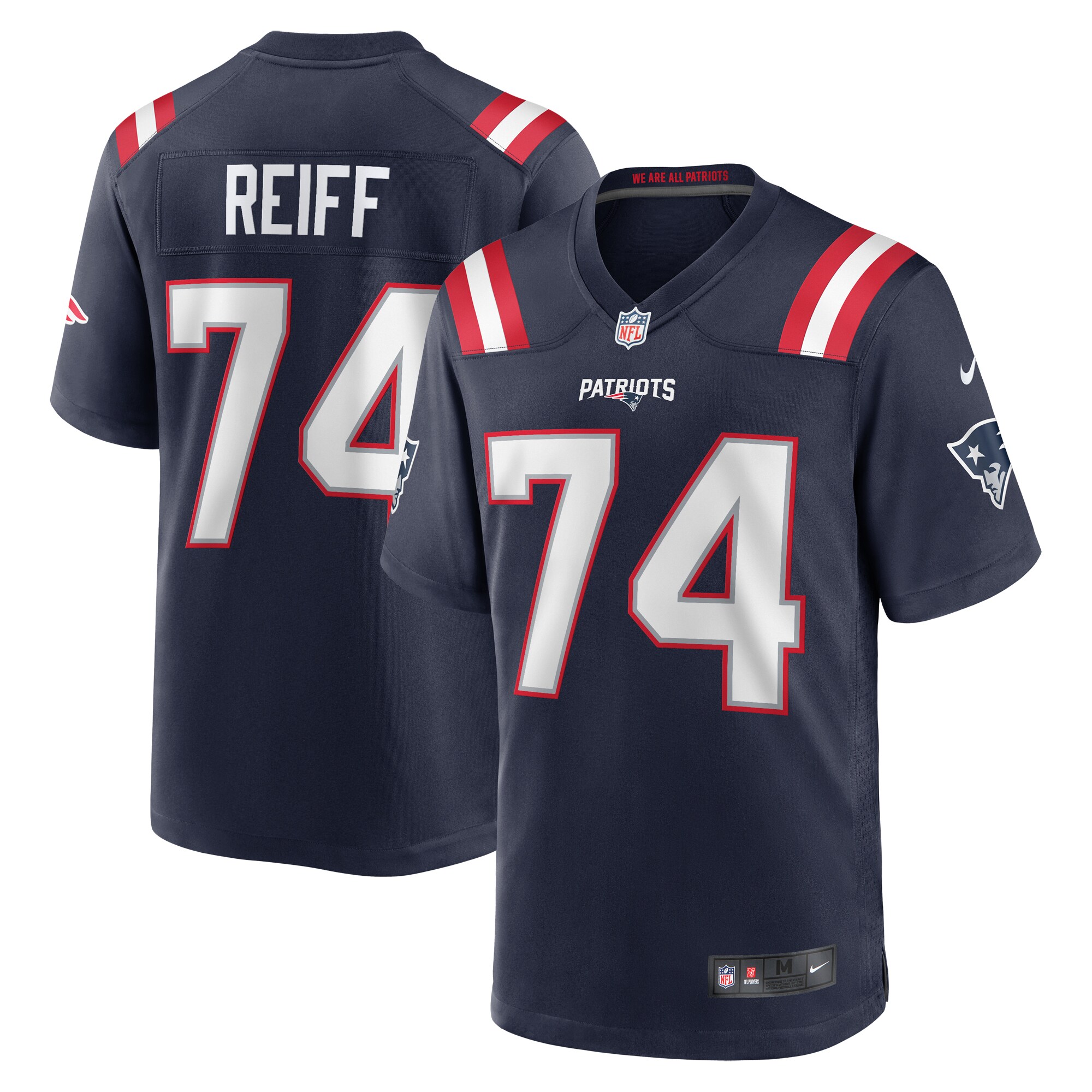 New England Patriots Riley Reiff Nike Navy Game Jersey