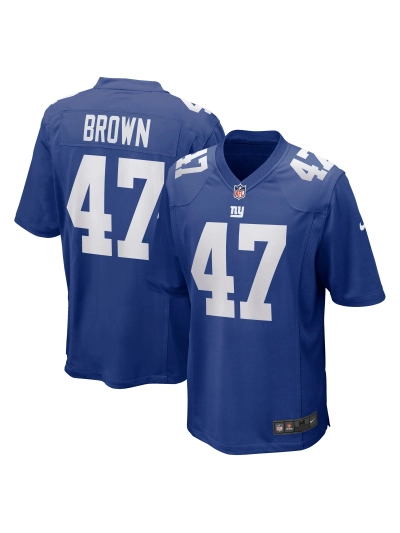 Men's New York Giants Cam Brown Nike Royal Game Jersey 01