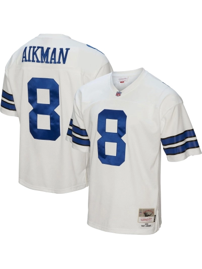 Men's Dallas Cowboys Troy Aikman Mitchell & Ness White Legacy Replica Jersey 01