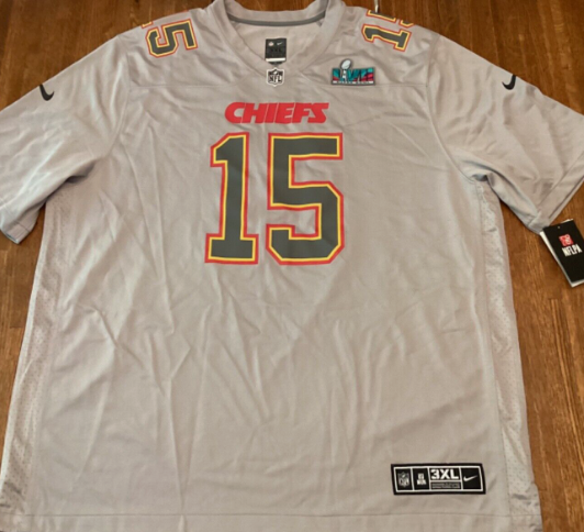 Men's Kansas City Chiefs Patrick Mahomes Nike Gray Super Bowl LVII (2022 Season) Patch Atmosphere Fashion Game Jersey review HTYLIU