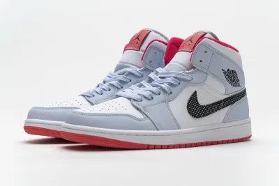 POP  Jordan 1 Mid Half Blue Polka Dot Swoosh (GS),  555112-400 01