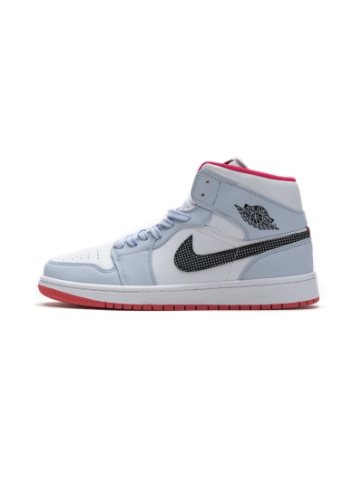 POP  Jordan 1 Mid Half Blue Polka Dot Swoosh (GS),  555112-400 02
