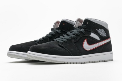 POP  Jordan 1 Mid Black Particle Grey Gym Red, 554724-060 01