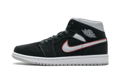 POP  Jordan 1 Mid Black Particle Grey Gym Red, 554724-060 02