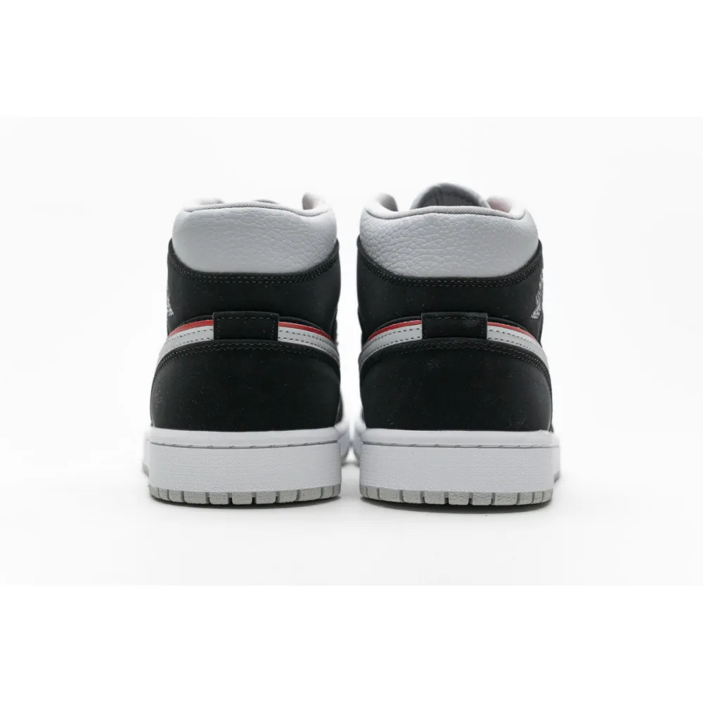  BootsMastersLin Jordan 1 Mid Black Particle Grey Gym Red, 554724-060 the best replica sneaker 