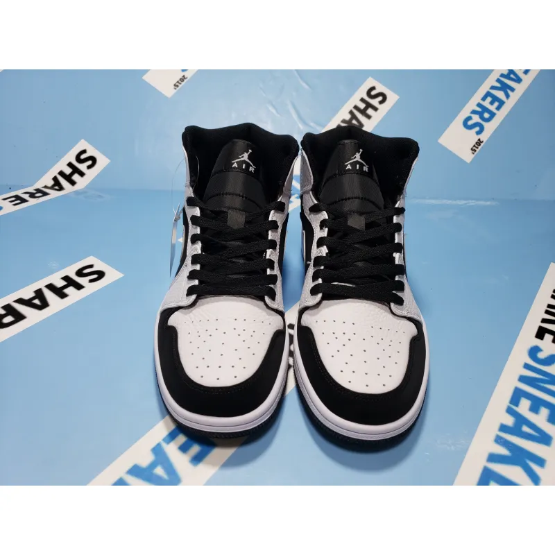 POP Jordan 1 Mid White Black,  554724-113