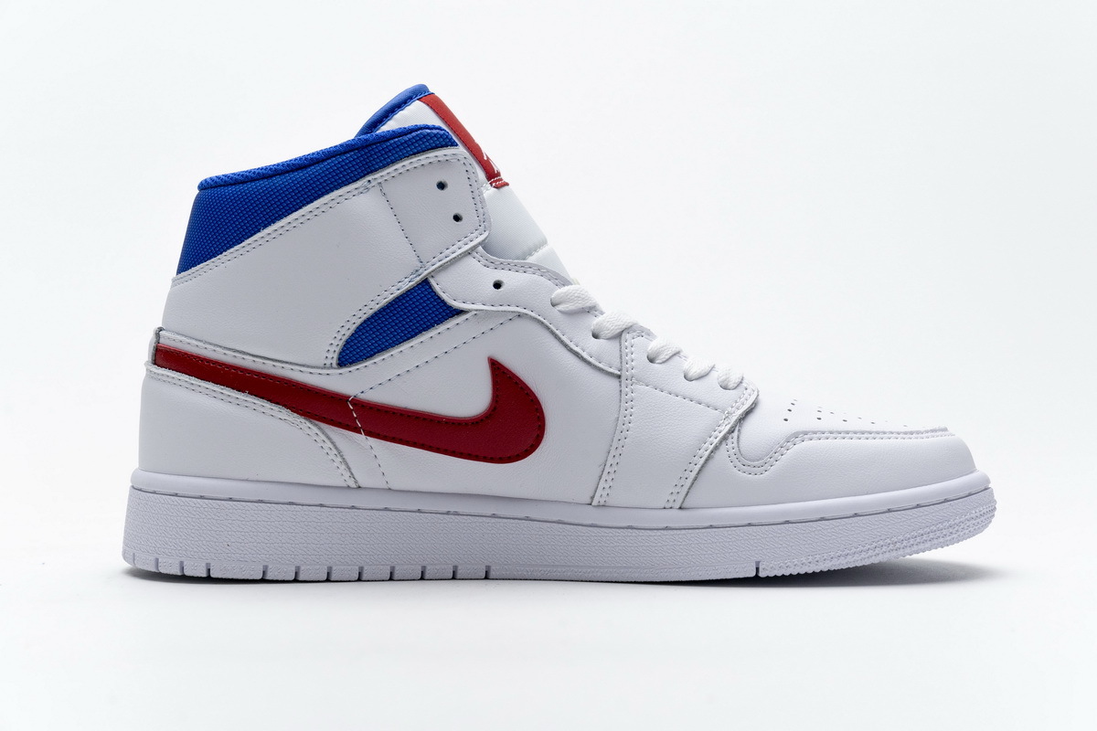  BootsMastersLin Jordan 1 Mid White Red Royal (W), BQ6472-164 the best replica sneaker 