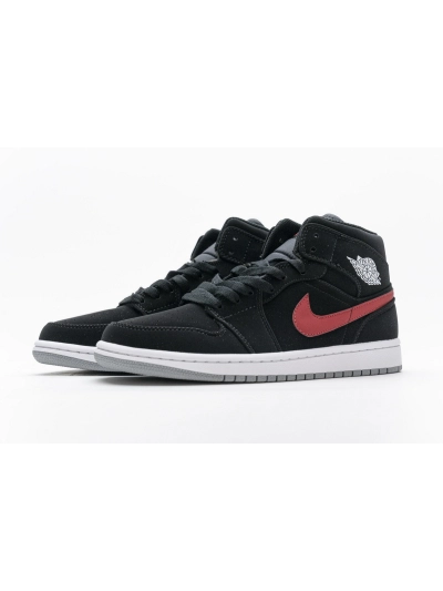 POP  Jordan 1 Mid Multi-Color Swoosh Black (GS), 554725-065 01