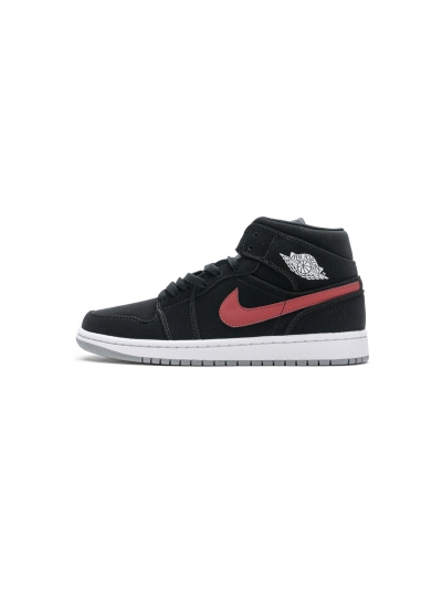 POP  Jordan 1 Mid Multi-Color Swoosh Black (GS), 554725-065 02