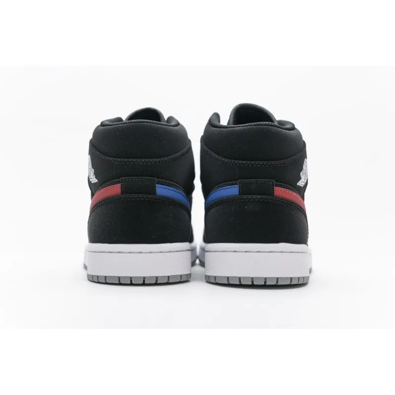  BootsMastersLin Jordan 1 Mid Multi-Color Swoosh Black (GS), 554725-065 the best replica sneaker 