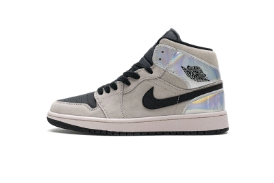 POP  Jordan 1 Mid Dirty Powder Iridescent (W)， BQ6472-602 02