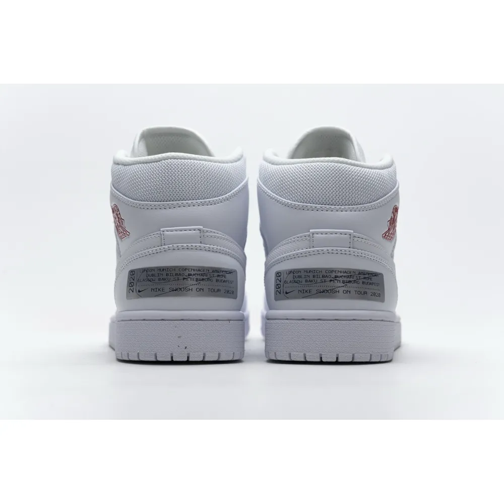  BootsMastersLin Jordan 1 Mid SE Nike Swoosh On Tour (2020)， CW7589-100 the best replica sneaker 