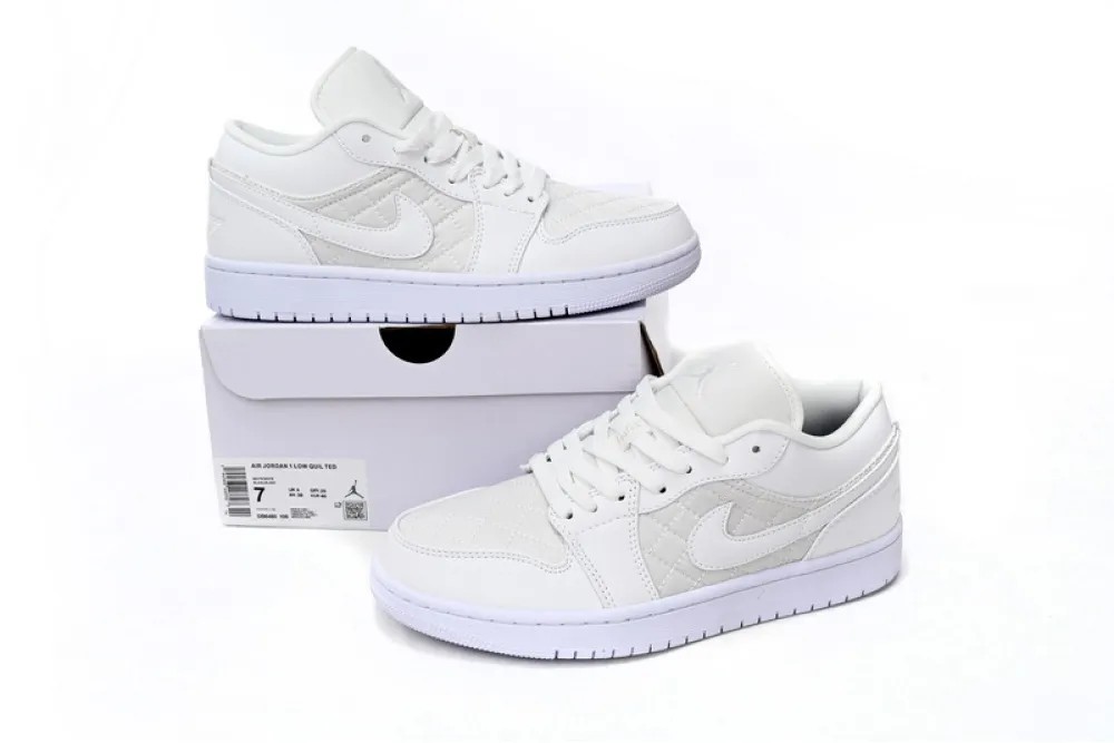 POP Jordan 1 Low Quilted “Triple White”, DB6480-100