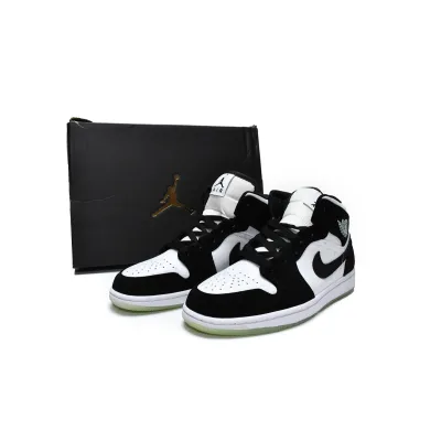 POP Jordan 1 Mid White Black Teal Tint , BQ6931-103 01