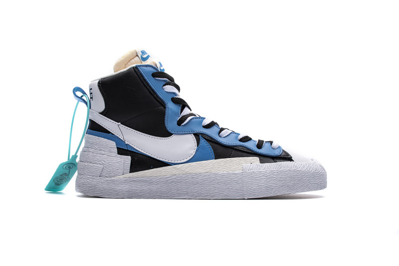 PK God Blazer Mid sacai White Black Legend Blue, BV0072-001 the best replica sneaker 