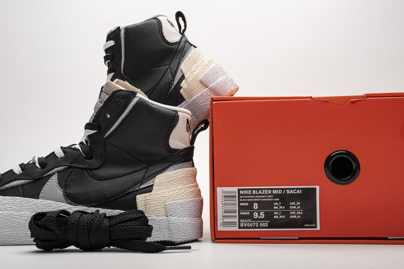 PK God Blazer Mid sacai Black Grey, BV0072-002 the best replica sneaker 